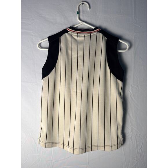 NIKE MLB Sleeveless V-neck Jersey Cream Black Striped Men's Size Small - Picture 2 of 5